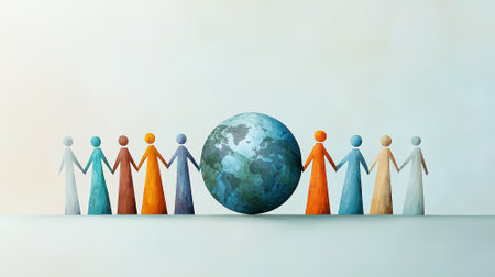 World population day, international equality, friendship and peace concept, awareness of global problemsの写真素材