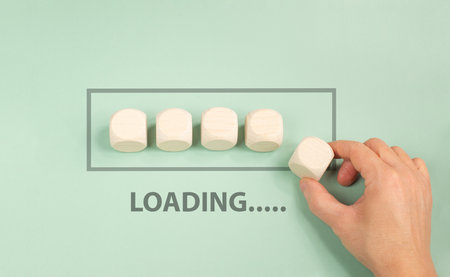 Progress bar loading, transformation, upgrade and improvement concept, process of change, upskillの写真素材