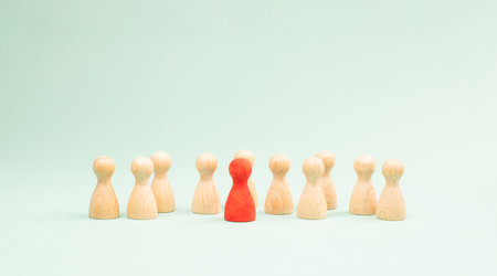 Leader of group, working as a team, new ideas, goals, plans and strategy for success, teamwork and leadership conceptの写真素材