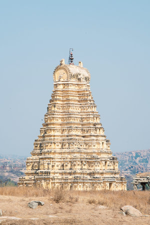 Virupaksha temple in Hampi, South India, historic monument of the ancient Vijayanagara Empire...