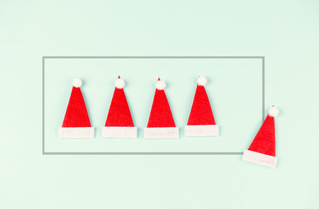 Christmas loading progress bar, red Santa Claus hat in a row, countdown of winter holiday season,...