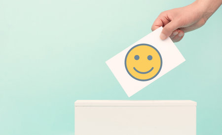 Happy smiling face, mental health, motivation, positive thinking and lifestyle concept, support, goal for positivity in mindの写真素材