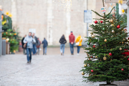 Christmas market in Trier, Germany, unrecognizable people strolling through the Christmas city, Advent time, winter season, November 30th 2025のeditorial素材
