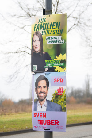 State elections Trier in Rhineland Palatinate, Germany, election poster advertising the candidate of political party, voting campaign, February 9th 2026のeditorial素材