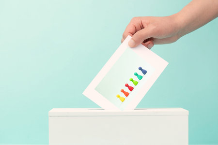 State election, voting for candidate of political party, multicultural concept, decision, human rights and diversityの写真素材