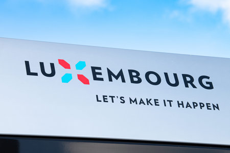 Luxembourg lets make it happen sign, Kirchberg, Luxembourg country, September 28th 2025のeditorial素材