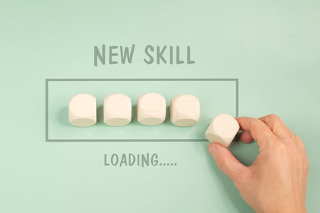 New skill loading progress, upskilling, upgrade knowledge, continuous development, learning skills...
