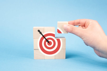 Targeting a goal, progress, success, growth and development, business challenge, achievement, vision...