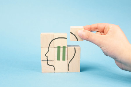 Mind with pause sign, take a break, mental exhaustion by stress, menopause concept, hormone...