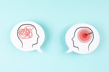Target a goal mind, confusion and clarity, brain aiming for solution, brainstorming, overthinking,...