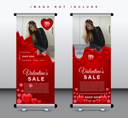 VALENTINE SALE ROLL UP BANNER TEMPLATEのイラスト素材