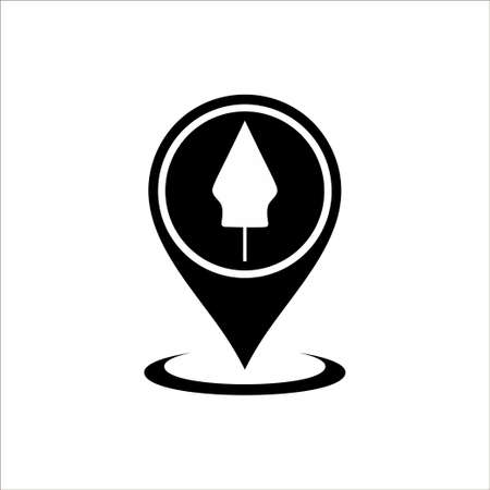 "Gunungan Wayang" and Location Icon Symbol for Icon Symbol for Javanese Cultural and Art Center Place Location. Vector Illustrationのイラスト素材