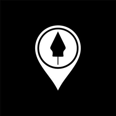 "Gunungan Wayang" and Location Icon Symbol for Icon Symbol for Javanese Cultural and Art Center Place Location. Vector Illustrationのイラスト素材