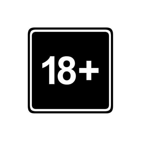 Sign of Adult Only Icon Symbol for Eighteen Plus (18+) and Twenty One Plus (21+) Age. Vector Illustrationのイラスト素材