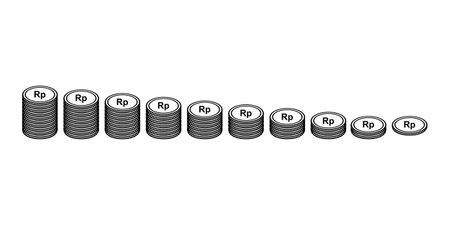 Stack of Indonesia Currency, Rupiah, IDR, Pile of Money Icon Symbol. Vector Illustrationのイラスト素材