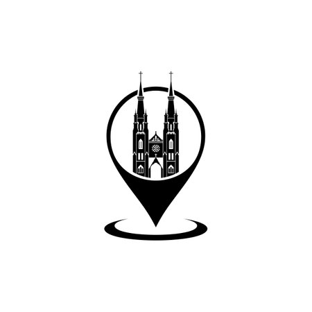 Cathedral Location Icon Symbol for Pictogram, Sign, Website, App or Graphic Design Element. Vector Illustrationのイラスト素材