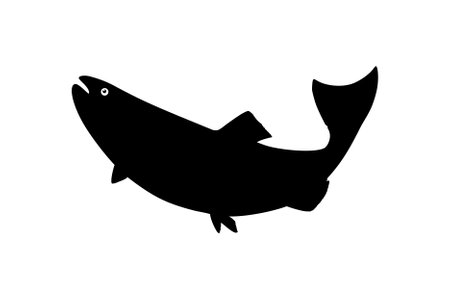 Salmon Fish Silhouette for Icon, Symbol, Logo, Pictogram, Apps, Website or Graphic Design Element. Vector Illustrationのイラスト素材