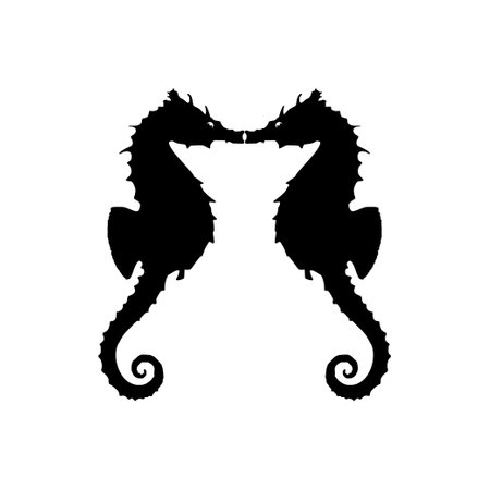 Pair of the Seahorse Silhouette for Logo, Pictogram, Apps, Website, Art Illustration or Graphic Design Element. Vector Illustrationのイラスト素材