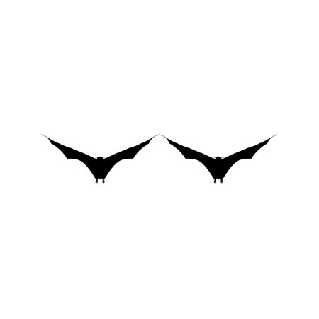 Silhouette of the Pair of Flying Fox or Bat for Art Illustration, Icon, Symbol, Pictogram, Logo, Website, or Graphic Design Element. Vector Illustrationのイラスト素材