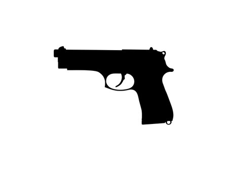Silhouette of Gun (Pistol) for Logo, Pictogram, Website or Graphic Design Element. Vector Illustrationのイラスト素材