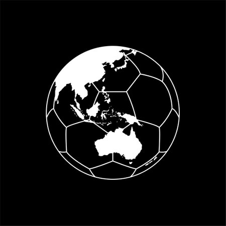 World Map on the Foot Ball Silhouette for Icon, Symbol, Pictogram, Sport News, Art Illustration, Apps, Website or Graphic Design Element. Vector Illustrationのイラスト素材