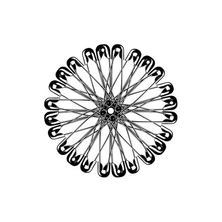 Artistic Circle Shape Made From Safety Pin Composition for Decoration, Ornate, Logo, Website, Art Illustration or Graphic Design Element. Vector Illustrationのイラスト素材