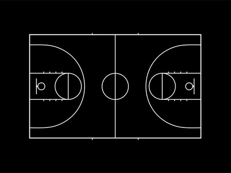 Basket Ball Field Sign for Website, Apps, Art Illustration, Pictogram or Graphic Design Element. Vector Illustrationのイラスト素材