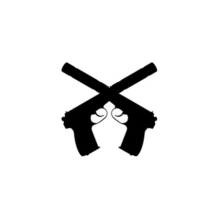 Silhouette Pistol Gun Pistol for Art Illustration, Logo, Pictogram, Website or Graphic Design Element. Vector Illustrationのイラスト素材