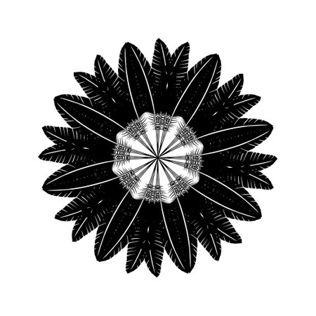 Ornamental Circle Shape Made by Feather Composition  for Decoration, Ornate, Website, Art Illustration, Background, Wallpaper, Logo or Graphic Design Element. Vector Illustrationのイラスト素材
