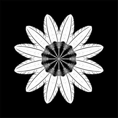 Ornamental Circle Shape Made by Feather Composition  for Decoration, Ornate, Website, Art Illustration, Background, Wallpaper, Logo or Graphic Design Element. Vector Illustrationのイラスト素材