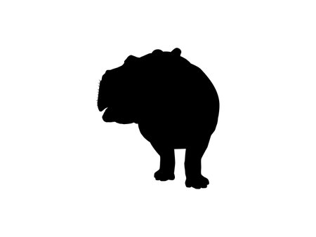 Hippopotamus Silhouette for Logo, Art Illustration, Icon, Symbol, Pictogram or Graphic Design Element. Vector Illustrationのイラスト素材