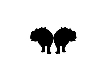Pair of the Hippopotamus (Hippopotamus Amphibius) Silhouette for Logo, Art Illustration, Icon, Symbol, Pictogram or Graphic Design Element. Vector Illustrationのイラスト素材