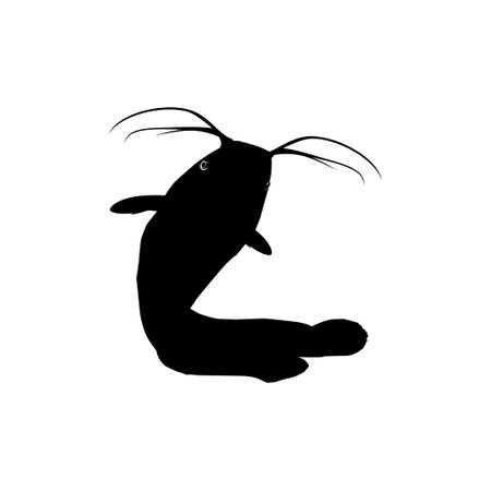 Catfish Silhouette for Logo type, Art Illustration, Apps, Website, Pictogram or Graphic Design Element. Vector Illustrationのイラスト素材