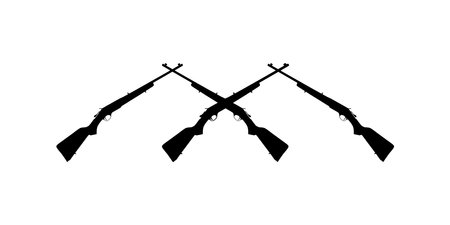 Weapon Silhouette, a long gun is a category of firearms with long barrels, for Pictogram. Logo, Apps, Website, Art Illustration or Graphic Design Element. Vector Illustrationのイラスト素材