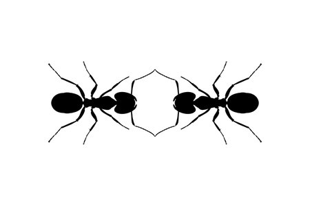 Pair of the Ant Silhouette for Art Illustration, Logo, Pictogram, Website, or Graphic Design Element. Vector Illustrationのイラスト素材