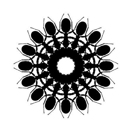 Colony of the Ant Silhouette Circle Shape Composition for Art Illustration, Logo, Pictogram, Website, or Graphic Design Element. Vector Illustrationのイラスト素材