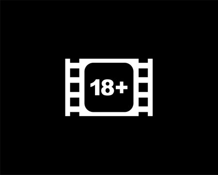 Sign of Adult Only for Eighteen Plus or 18+ and Twenty One Plus or 21+ Age in the Filmstrip. Age Rating Movie Icon Symbol for Movie Poster, Apps, Website or Graphic Design Elementのイラスト素材