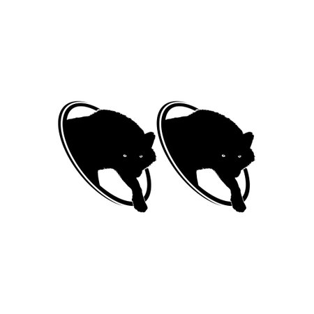Silhouette of the Wolf Arise from the Circle Hole for Logo Type. Vector Illustrationのイラスト素材