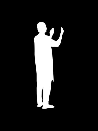 Silhouette of the Moslem or Muslim Pray, standing position. Vector Illustrationのイラスト素材
