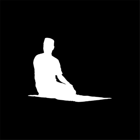 Sit tasyahud end including the pillars of prayer, so it should not be left in any circumstances. One of the Sitting Position when Moslem Praying. Vector Illustrationのイラスト素材