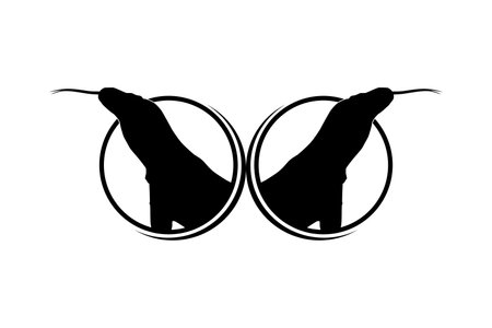 The Komodo Dragon with sticking tongue out in the Circle Shape for Logo Type, Art Illustration, Pictogram, Website, or Graphic Design Element. Vector Illustrationのイラスト素材