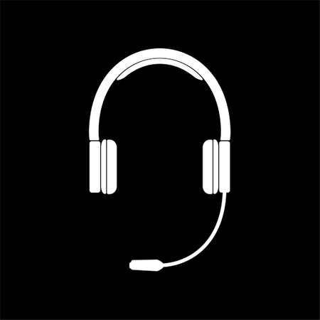 Headphone or Headset Silhouette for Icon, Symbol, Logo Type, Pictogram, Apps, Website, Art Illustration or Graphic Design Element. Vector Illustrationのイラスト素材