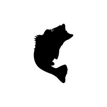 Bass Fish Silhouette, can use for Art Illustration, Logo Gram, Pictogram, Mascot, Website, or Graphic Design Element. Vector Illustrationのイラスト素材