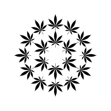 Marijuana Circle shape Composition, can use for Decoration, Ornate, Wallpaper, Cover, Art Illustration, Textile, Fabric, Fashion, or Graphic Design Element. Vector Illustrationのイラスト素材