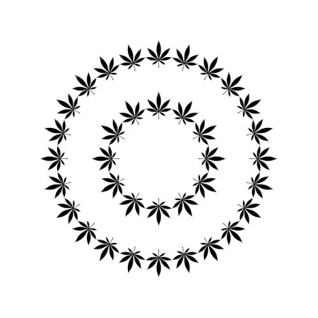 Marijuana Circle shape Composition, can use for Decoration, Ornate, Wallpaper, Cover, Art Illustration, Textile, Fabric, Fashion, or Graphic Design Element. Vector Illustrationのイラスト素材
