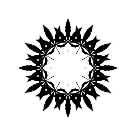 Marijuana Circle shape Composition, can use for Decoration, Ornate, Wallpaper, Cover, Art Illustration, Textile, Fabric, Fashion, or Graphic Design Element. Vector Illustrationのイラスト素材