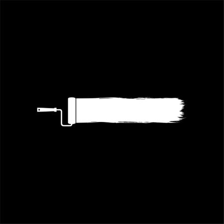 Paint Roller and Brush Stroke Silhouette, can use for template, lay out, background, art illustration,  advertisement space, or graphic design element. Vector Illustrationのイラスト素材