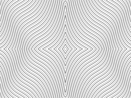 Optical Illusion Created from Artistic Lines Motifs Pattern, can use for Decoration, Background, Ornate, Fabric, Fashion, Textile, Carpet Pattern, Tile or Graphic Design Element.のイラスト素材