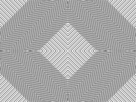 Optical Illusion Created from Artistic Lines Motifs Pattern, can use for Decoration, Background, Ornate, Fabric, Fashion, Textile, Carpet Pattern, Tile or Graphic Design Element.のイラスト素材