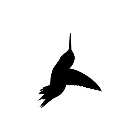 Flying Hummingbird Silhouette, can use Art Illustration, Website, Logo Gram, Pictogram or Graphic Design Element. Vector Illustrationのイラスト素材
